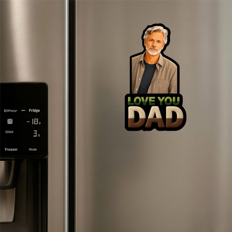 Personalized Love You Dad Fridge Magnet Father's Day and Birthday Gift for Papa Memory Photo Fridge Magnet